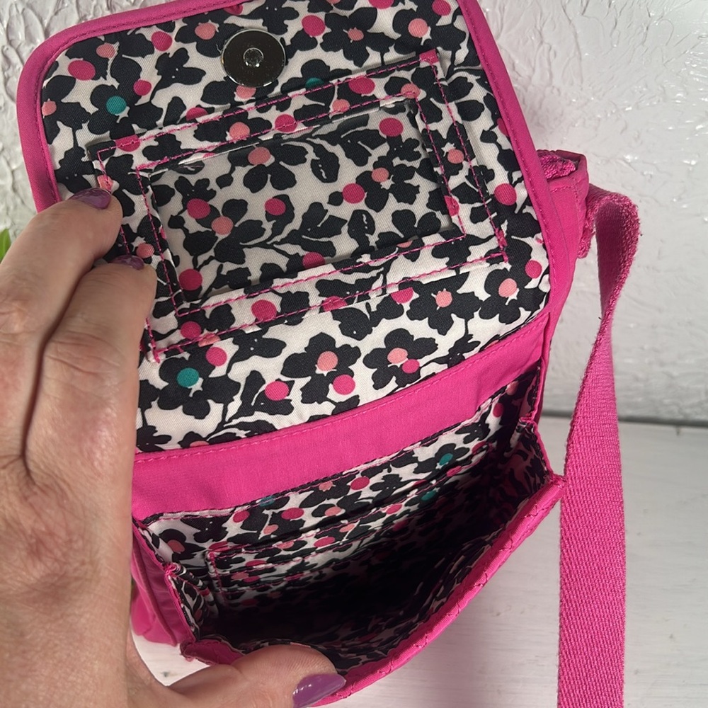Vera Bradley Pink Quilted Crossbody Bag Barbie Pink Bag Vera Bradley Crossbody - Picture 7 of 16